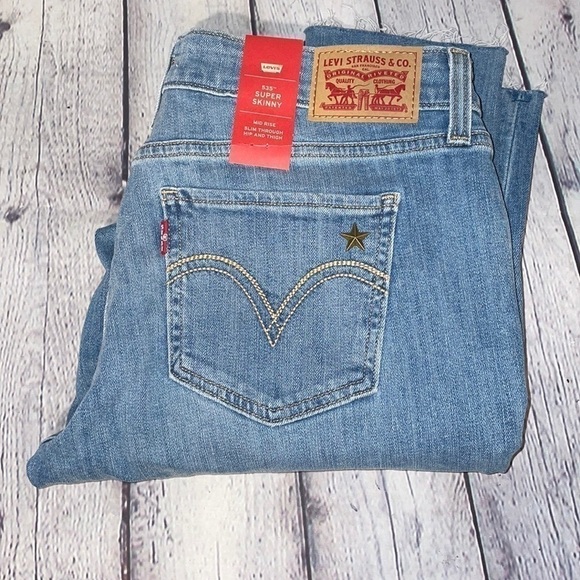 Levi’s NWT 535 stars and hearts super skinny Stretch jeans size 12 New With Tag - Picture 5 of 10